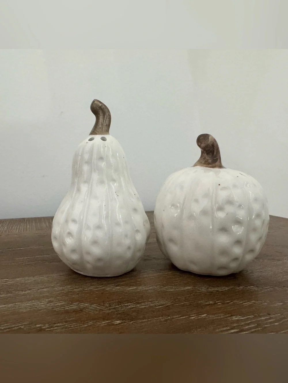 Ceramic White Pumpkin & Gourd Salt and Pepper Set
